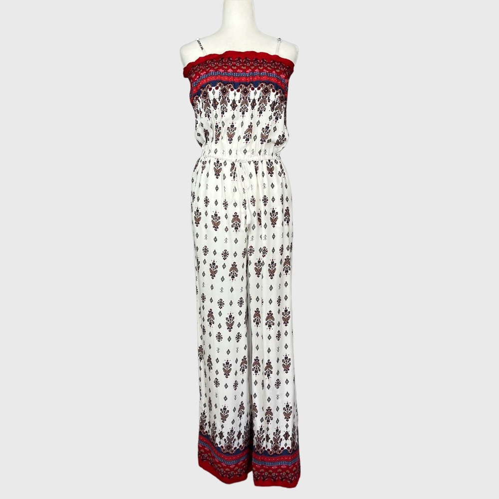 Chelsea Violet Womens Multicolor Printed Jumpsuit Strapless Sleeveless size S